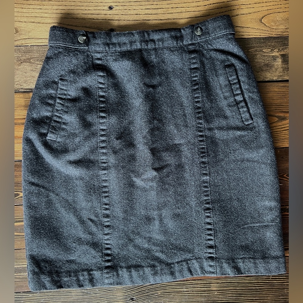 ST MICHAEL • vintage pure wool grey straight skirt dark academia preppy heritage